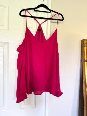 Sugarlips Fuschia Cold Shoulder Blouse